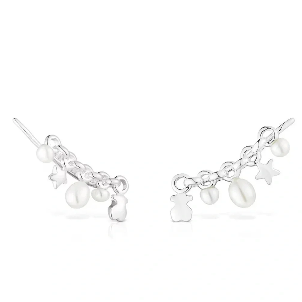 Tous Shapes Pea in a pod Pearl Row Line Earrings
